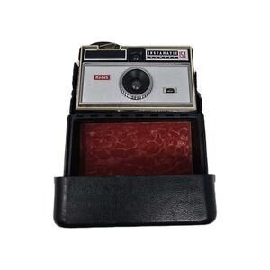Vintage 1960's Kodak Instamatic 154 Film Camera In Flip Case For Parts Untested